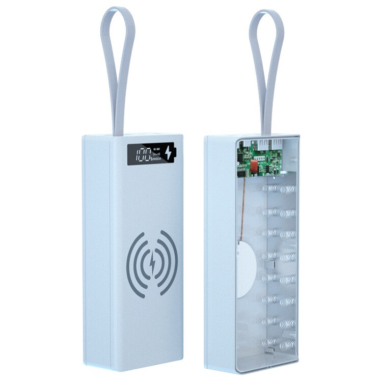 Funda de Banco de energía desmontable QC3.0, carcasa de batería, 10W, caja de carga inalámbrica, USB Dual, caja de carga de teléfono móvil: Fast charge white