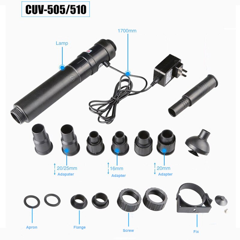 Sunsun CUV-303 CUV-305 CUV-505 CUV-510 Aquarium Fish Tank UV Sterilizer Algae Killer UV Light Only (no water pump): CUV-510