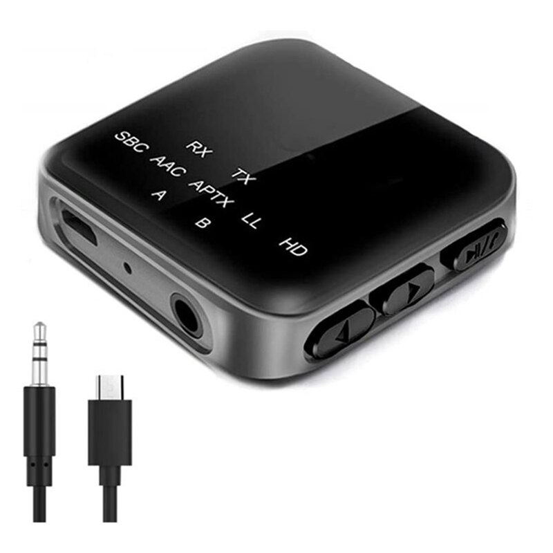 Aptx HD LL Bluetooth 5.0 Audio Receiver Transmitter CSR8675 RCA 3.5Mm Jack AUX Adapter With Mic: white