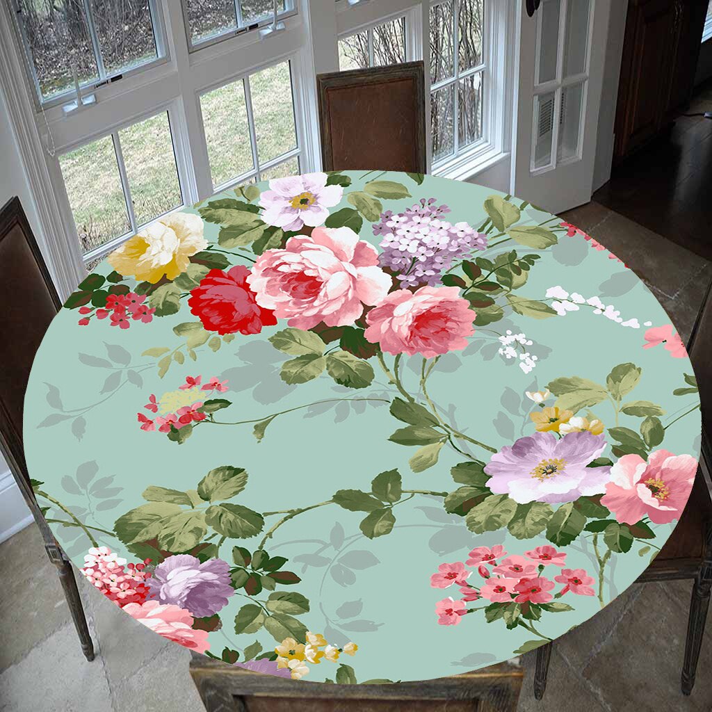 Couverture de Table ronde élastique | Imperméable, antidérapante, nappe de Table à motif classique: F - 120cm (48 Inch)