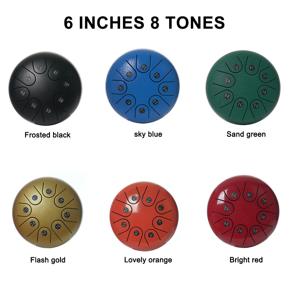 6 pouces langue en acier tambour 8 air Instrument de musique éthérée main Pan réservoir tambour léger Portable éléments de musique