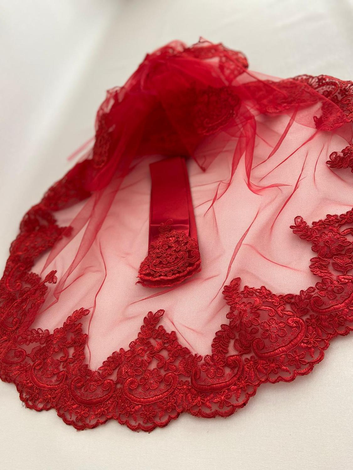 Ensemble voile henna pour mariée, accessoire de nuit pour mariage, dentelle élégante, guipure, couleur bordeaux rouge, pour femmes,
