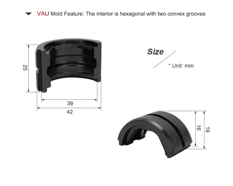 iGeelee Kinds of hydraulic pipe crimping dies, TH, U pipe dies for Pex Fittings and V, M, VAU, VUS pipe dies for copper fittings