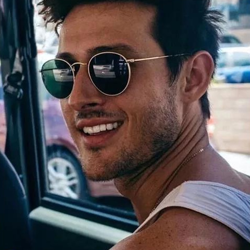 Gafas De Sol redondas clásicas para hombre, gafas De Sol De conducción con montura pequeña Vintage, gafas De Sol De De Retro para hombre, gafas De Sol negras