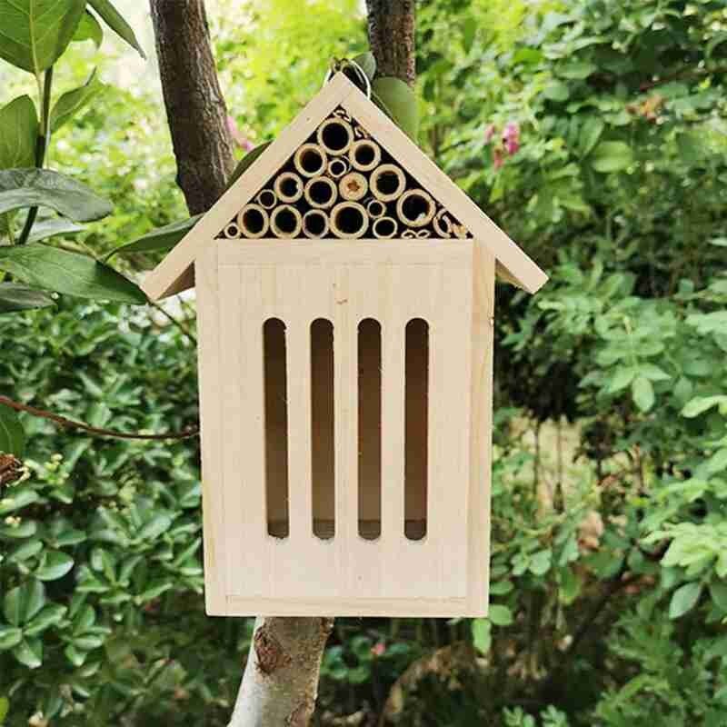 Bee House Attracts Peaceful Bee Pollinator Wooden Insect Hotel For Native Bee Attracts Insects Gardening Decorations