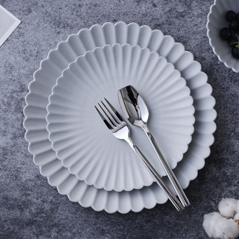 Japanse Stijl Daisy Keramische Diner Plaat Schotel Frosted Rijst Slakom Dessertbord Servies Set Servies