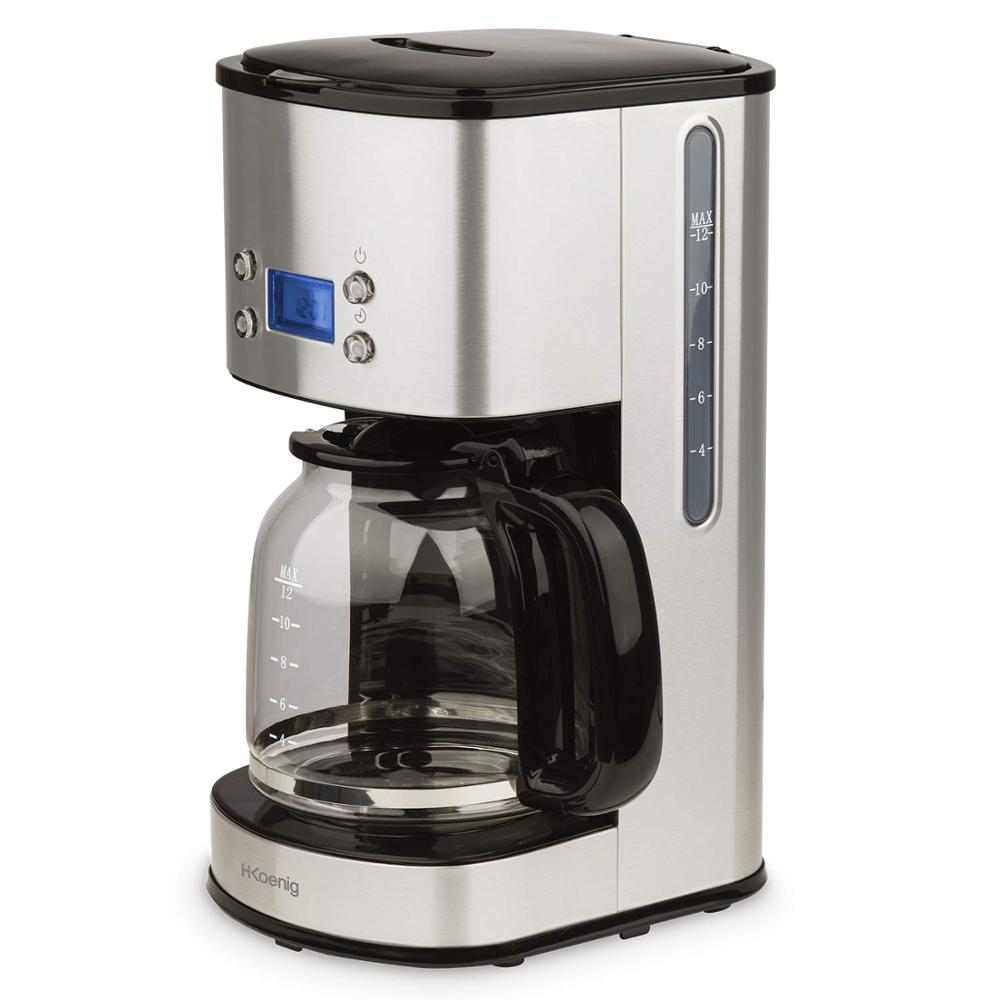 H.Koenig H. Koenig MG30 Cafetera de Goteo Programable, hasta 20 Tazas, 1,8 Litro, Jarra de Vidrio, Gris, 1.8 Liters, Acero inoxi