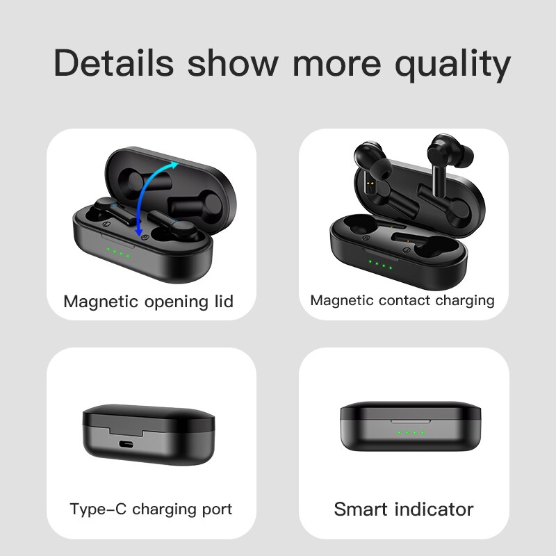 Bluetooth-headset  w20, schwarz, kabellos, stereo, in-ear, tragbar, audio- und videogeräte, stereo, sport, wasserdichte ohrhörer