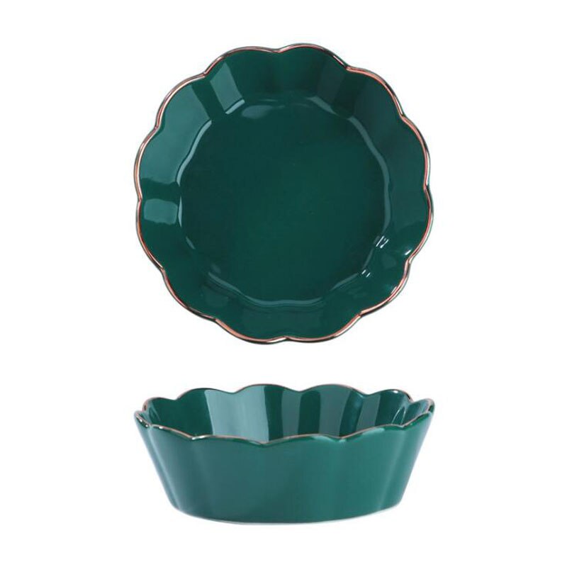 Ceramic Salad Bowl 14.5 cm Classic Green Porcelain Bowls Soup Rice Dessert Snack Bowl Luxury Phnom Penh Household Tableware