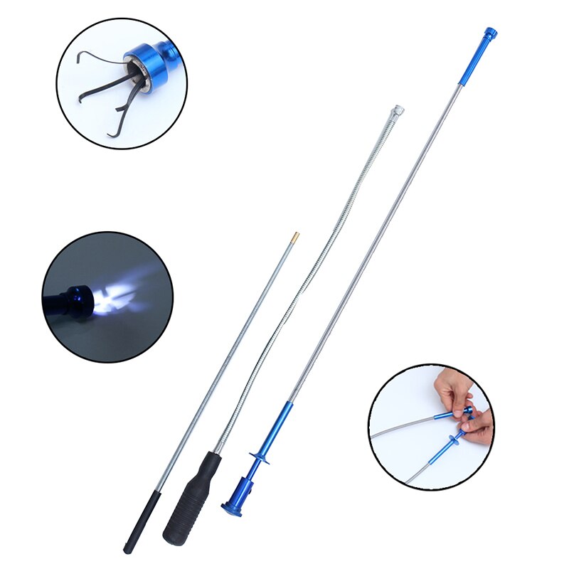 Hand Tools Magnetic Claws Pick Up Tool Magnet Long Reach Spring Grip Grabber Flexible With LED light