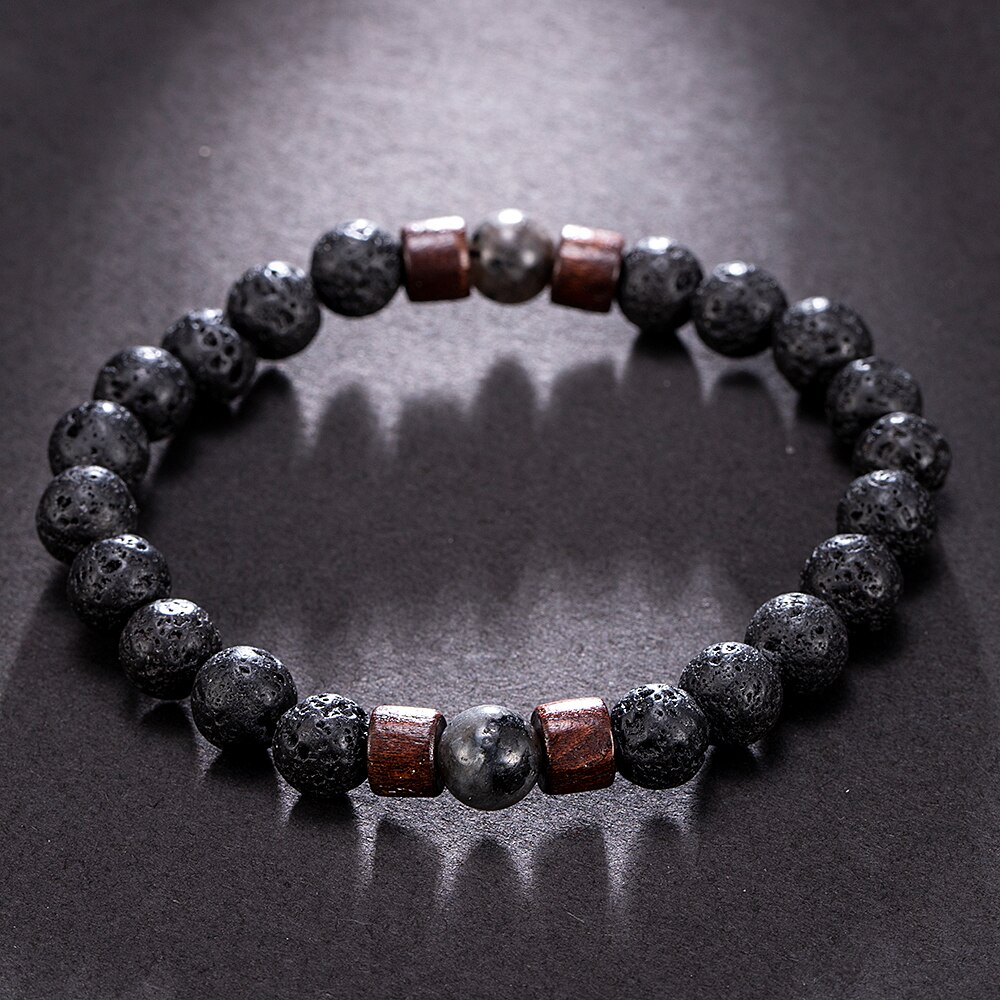 Pulsera de para hombre y mujer, con piedras de Lava, elasticidad, Yoga y cuentas, de joyería