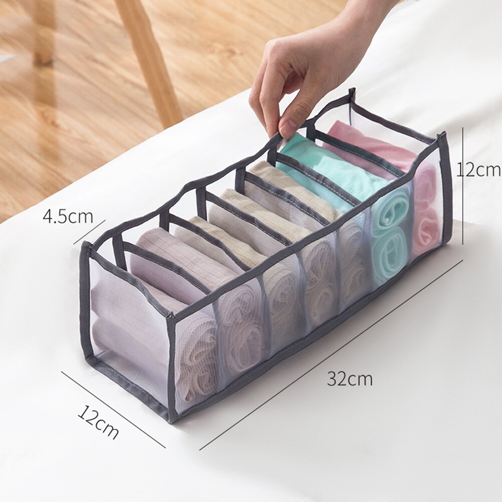 Boîte de rangement pliable pour sous-vêtements, 1 unité, organiseur de tiroir pour sous-vêtements, chaussettes et soutien-gorge: Grey 7 Grids