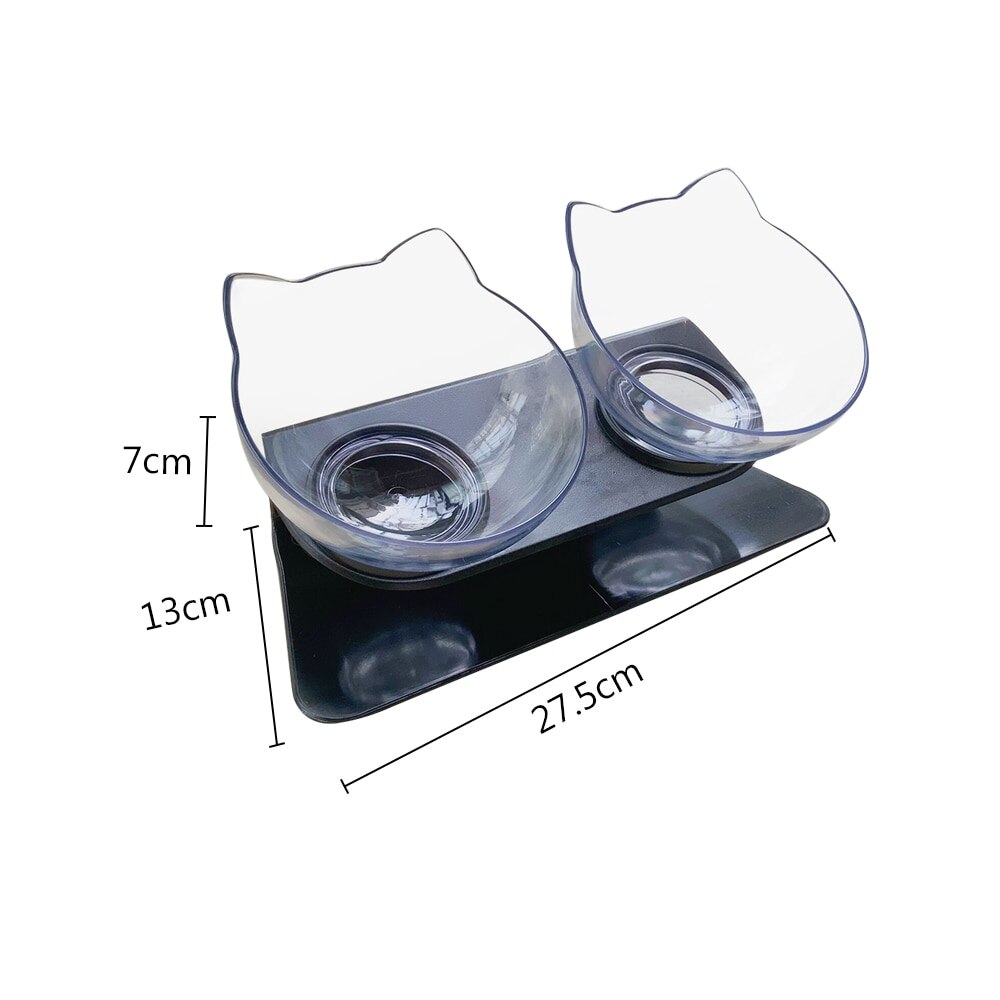 Mangeoires pour chat bol d'alimentation pour chat Gog fournitures pour animaux de compagnie bols à eau pour chiens avec support surélevé pour chats Double bol 2pneu1: Double bowls-5