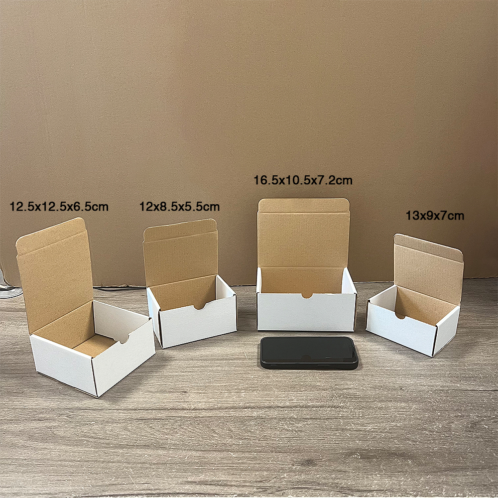 Boîte d'emballage en papier ondulé pliable blanc, 10 pièces/lot, boîte en Carton de mariage pour petites entreprises, boîte de rangement d'emballage, boîte de courrier