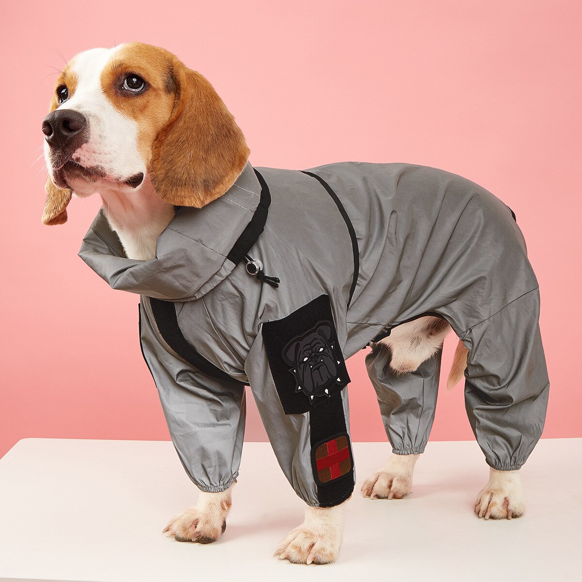 Manteau de pluie réfléchissant avec brassard pour grand chien, combinaison imperméable pour chien Labrador Golden Retriever