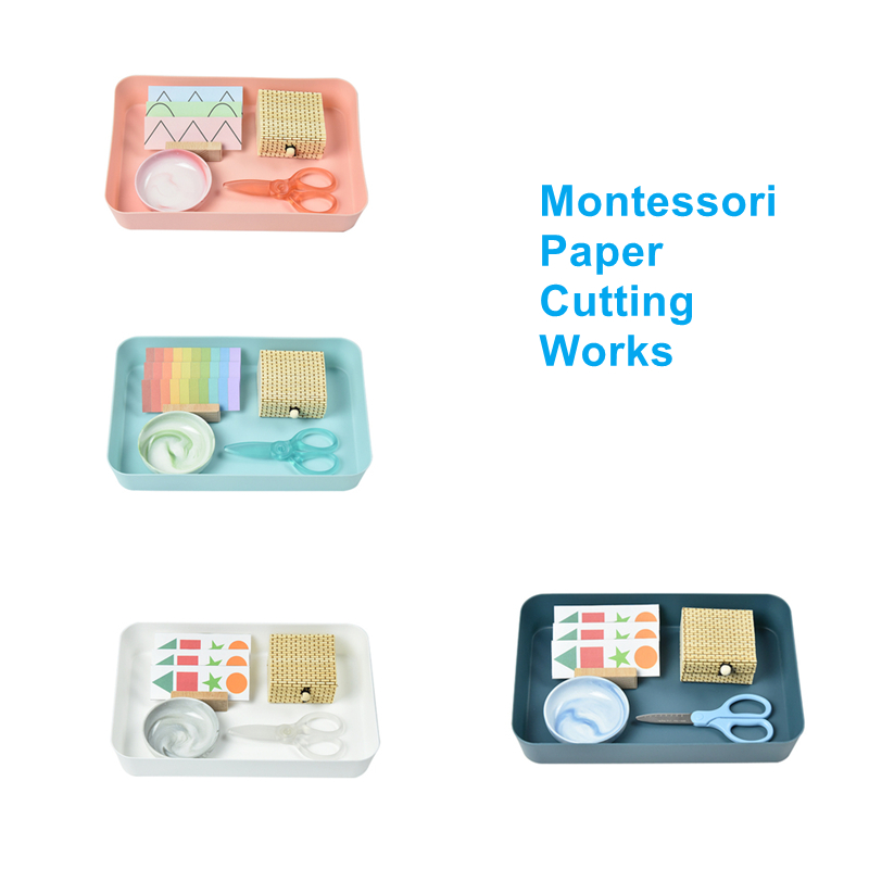 Juego de trabajo de tijeras Montessori, juego de papel de corte para niños, actividades artesanales, Material de vida práctico, coordinación mano-ojo