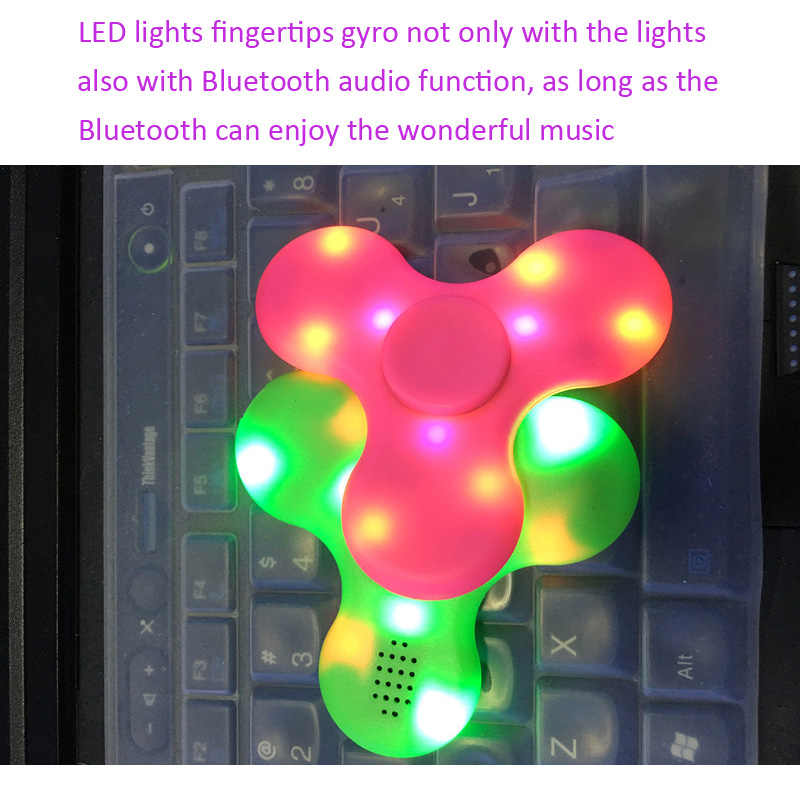 I Key Buy 1pc ABS Glowing Gyro With Bluetooth Speaker Charging Rotary Music Player Flashing Light Speakers Decompression Toys