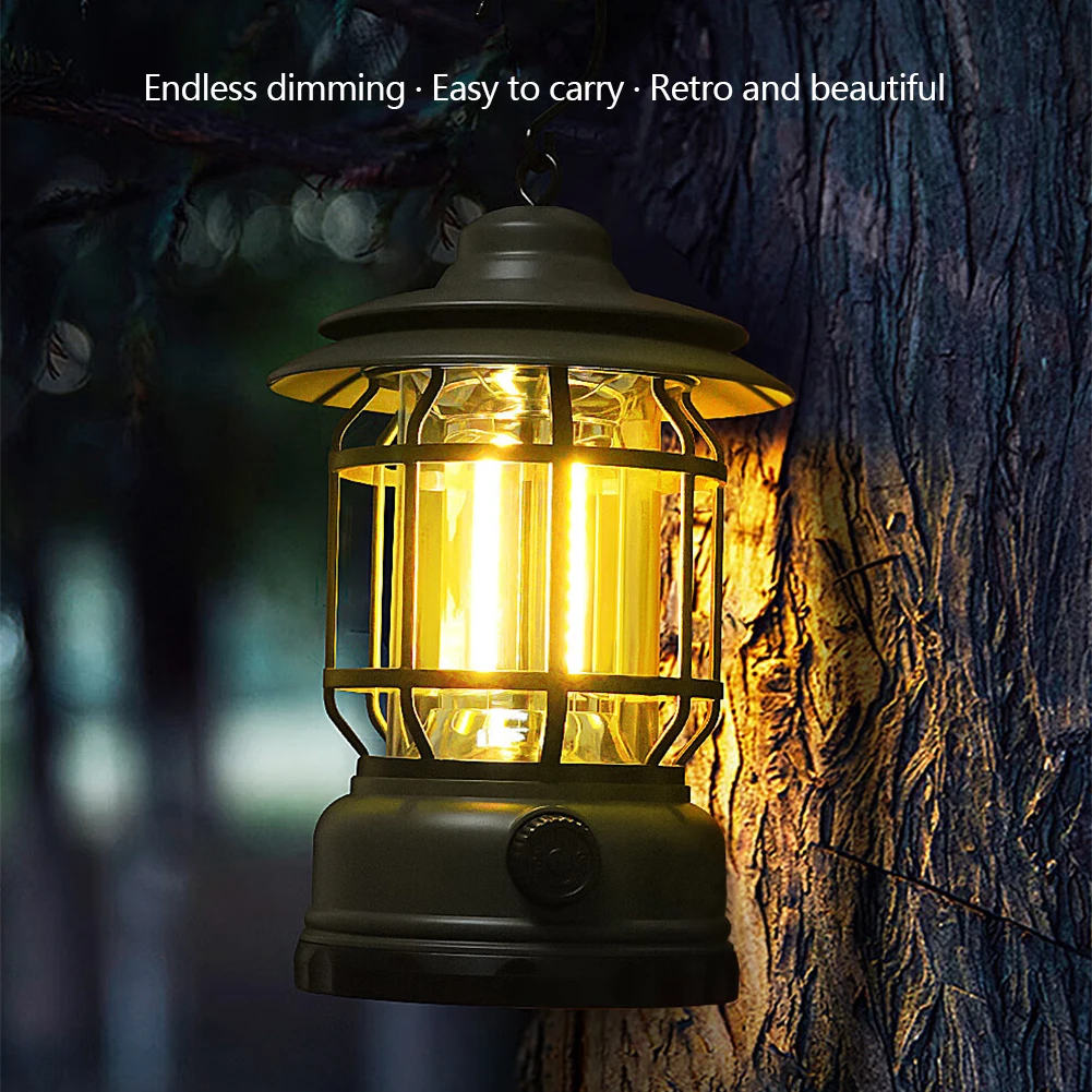 Retro Lamp Draagbare Camping Lantaarn USB Opladen Camping Tent Reislicht Vintage Buitenverlichting Kampeeruitrusting Zaklamp