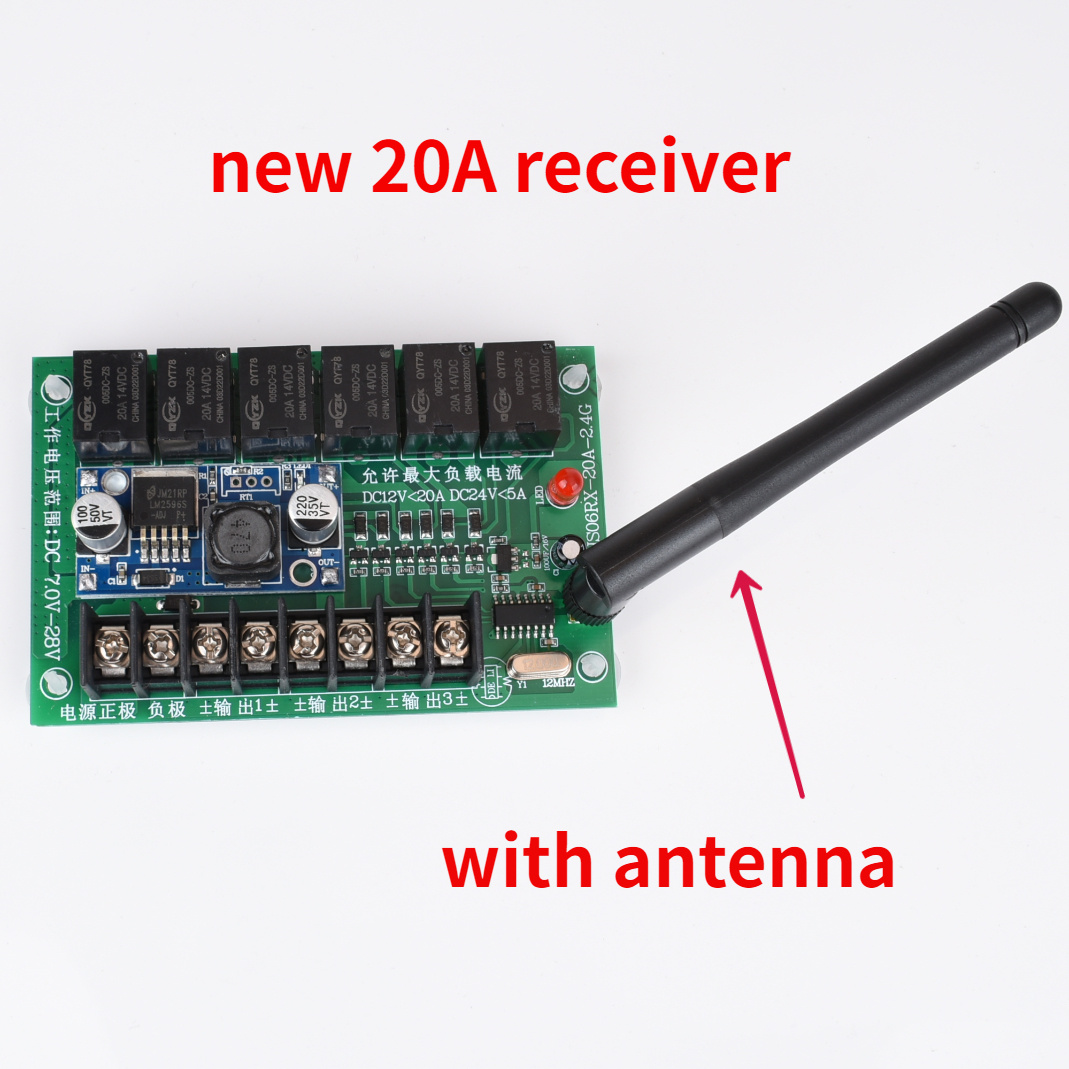 2.4G Transmitter 6CH Remote Controller DC 6V-15V Large Power Receiver Radio System for DIY RC Boat Cars Wireless Controlling: Lavender