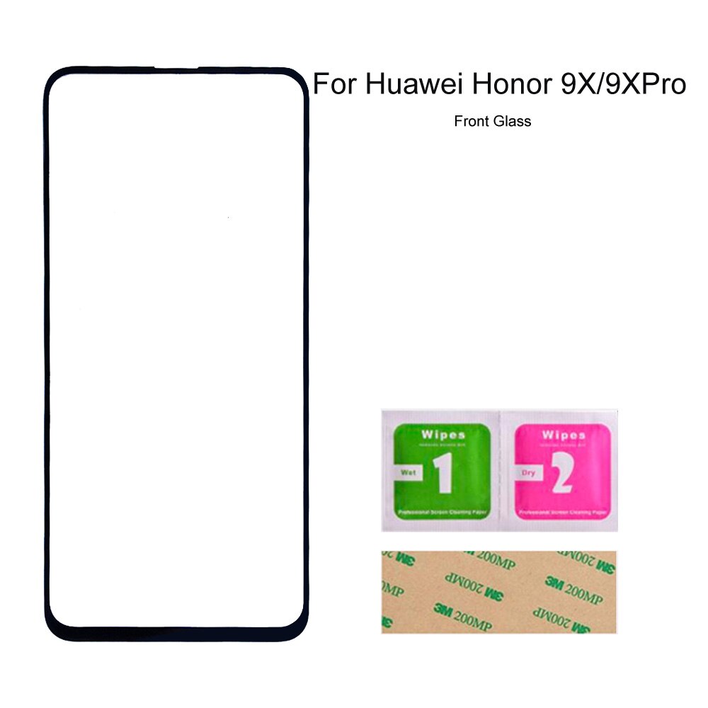 For Huawei Honor 9A 9x Pro Front Glass Panel (No Touch Screen) Outer Glass Cover Assembly Parts 6.3&#39;&#39; Panel: 9X Black