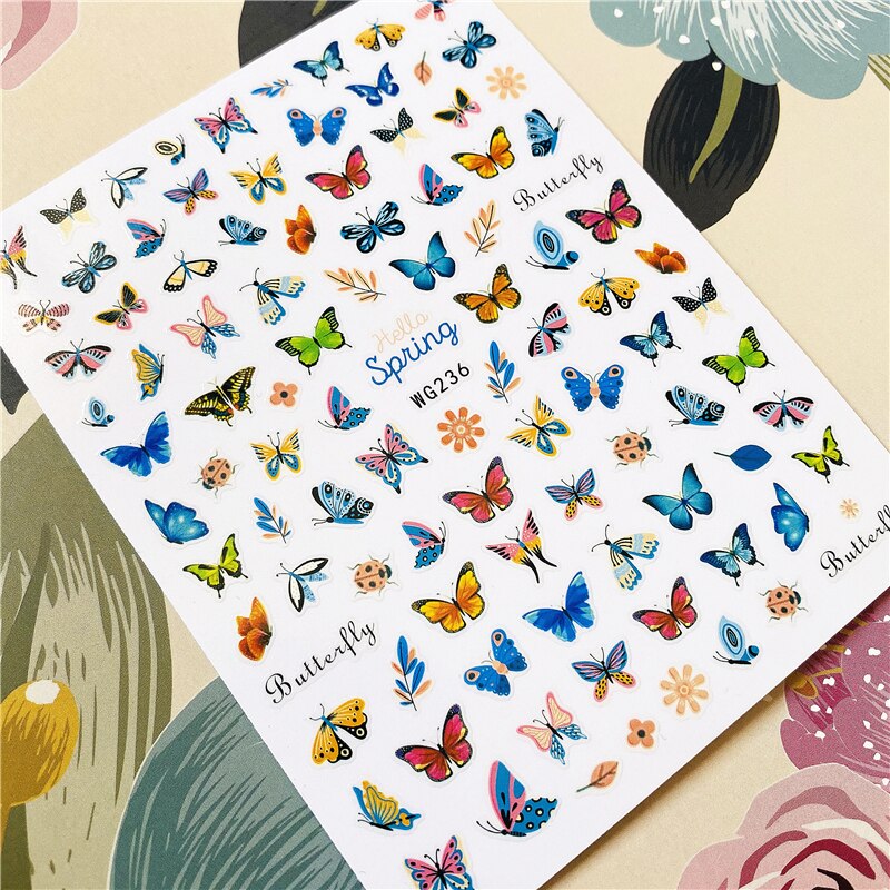 Wg -231-234 prachtige vlinder fantasie 3d lijm op de achterkant nagel sticker nagel decoratie nagel kunst nagel gereedschap nagel ornament: Wg -236