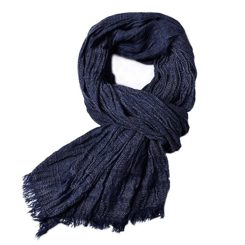 Herfst winter heren sjaal gestreept geruit casual katoenen kwast luxe sjaals britse stijl kasjmier sjaal bandana: Diepblauw