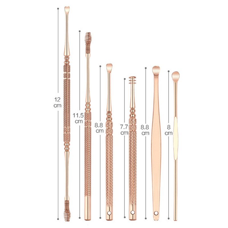 6 Pcs Oor Rose Gold S Rvs Oor Wax Verwijderen Remover Cleaner Ear Care Tool Oor Pick Facial beauty Tools