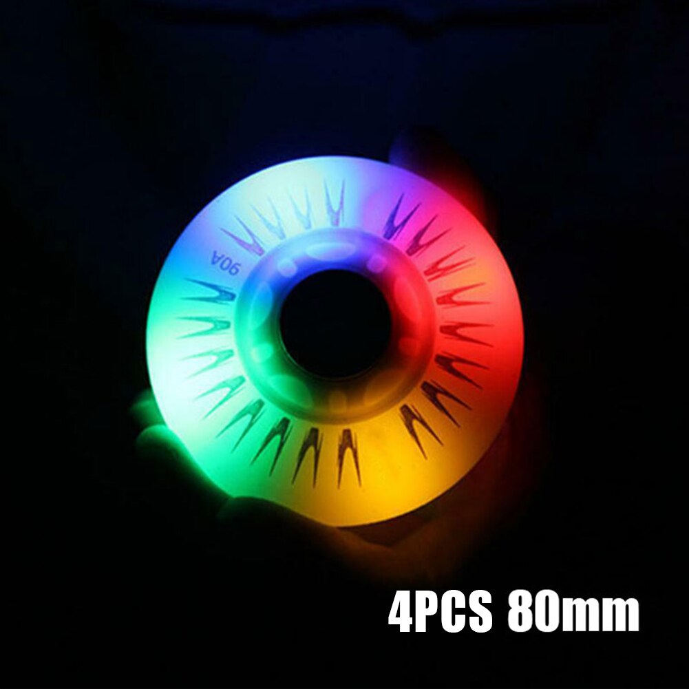 4 Uds. Luz LED 90A, piezas de repuesto deslizantes, , ruedas de patín intermitentes coloridas, ruedas luminosas, rodillo en línea de PU: 80mm