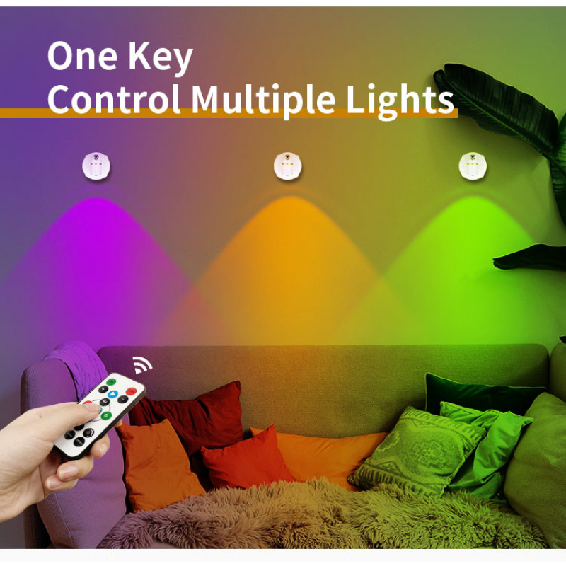 Trådløs led-spotlight til indendørs brug, batteridrevne lys, trådløs vægdekoration, accentlys, mini rgb-spotlight til belysning af hjemmet