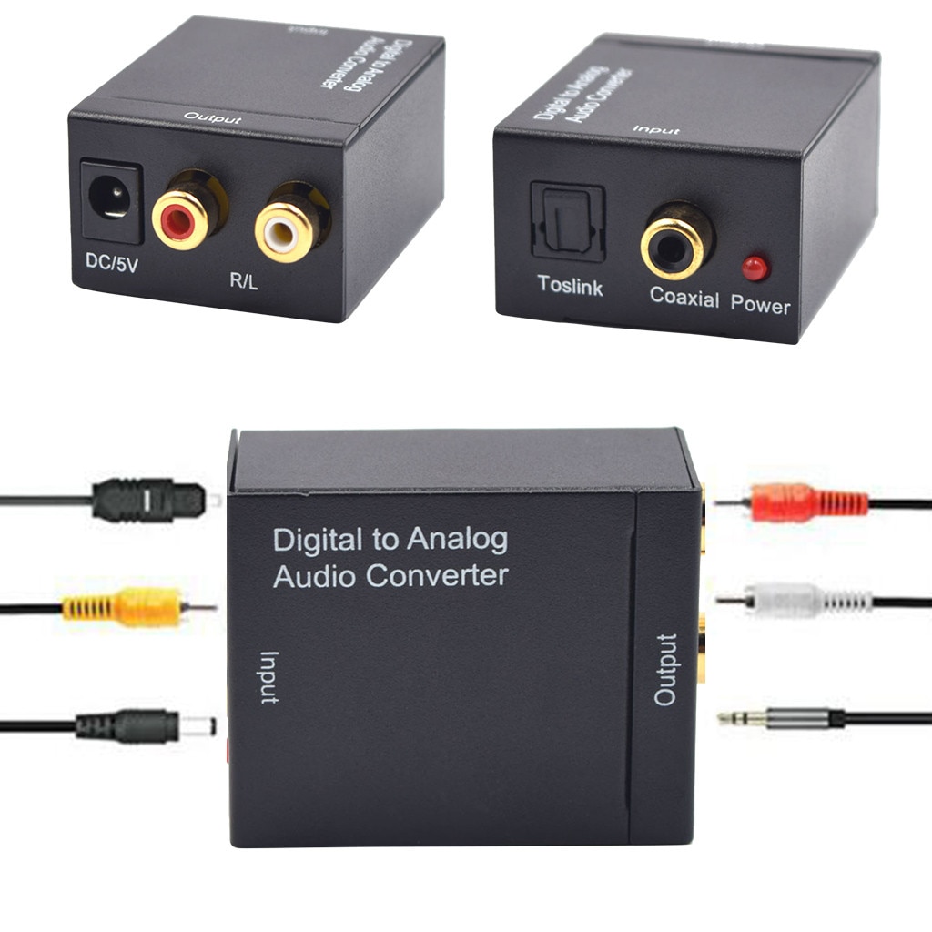 Dispositivos portátiles Digital a convertidor de audio analógico fibra óptica Coaxial señal estéreo 3,5mm Jack relogios