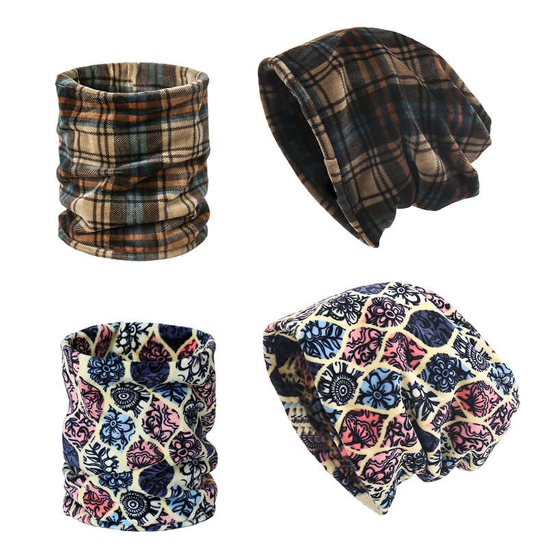 Women Scarf Set Lady Hat Winter Warm Soft Elasticity Neck Rings Scarves Headgear female foulard headscarf