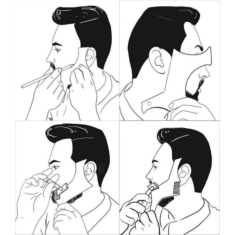 1 Juego de afeitadora para el cuidado de la barba para hombre, maquinilla de afeitar con forma de pelo, peine, afeitado, tijeras pequeñas herramientas de depilación plegables manuales