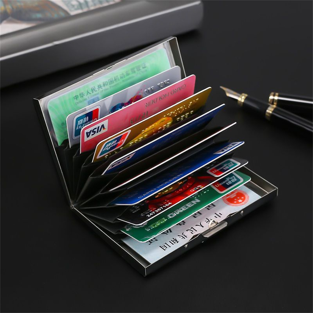 Etui na karty identyfikacyjne Moda 6/10 miejsc na karty Etui na karty Obudowa ze stali nierdzewnej Pudełko zapobiegające rozmagnesowaniu Przenośny organizer Protector