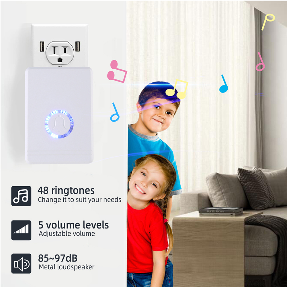 Smart Home Wireless Doorbell AC Night Light Doorbell Remote Home Chime Intelligent Wireless Doorbell Waterproof Wifi Receiver
