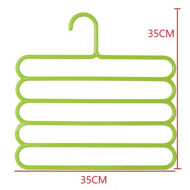 Multi-Functional 5-Layer Pants Hangers Holders Trousers Hanger Storage Rack Wardrobe Closet Organizer Clothing Hangers Space Sav: GREEN