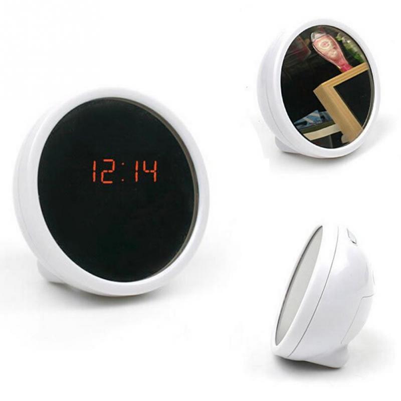 Multifunctionele digitale spiegel led wekker nachtlampjes wekkers bureau tafel transparante klokken met luidspreker led display