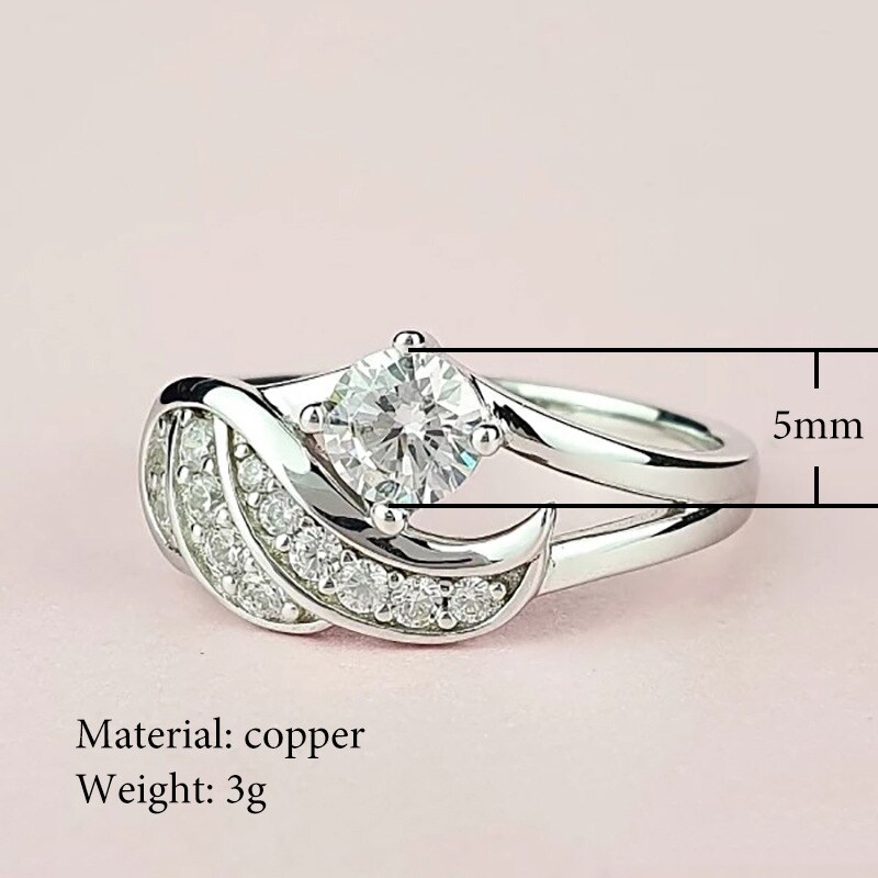 Angel Wings Intarsien Zirkon frauen Ring Galvanik Silber Farbe Glänzend Strass Kreative Damen Schmuck Schmuck