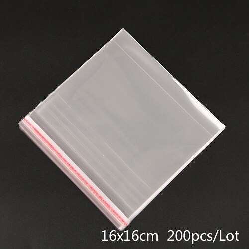 New Arrival 100/200 sztuk przezroczyste samoprzylepne z tworzywa sztucznego odporna na wilgoć samoprzylepne prezent torba torebki biżuteria BagBag DIY: 16x16cm