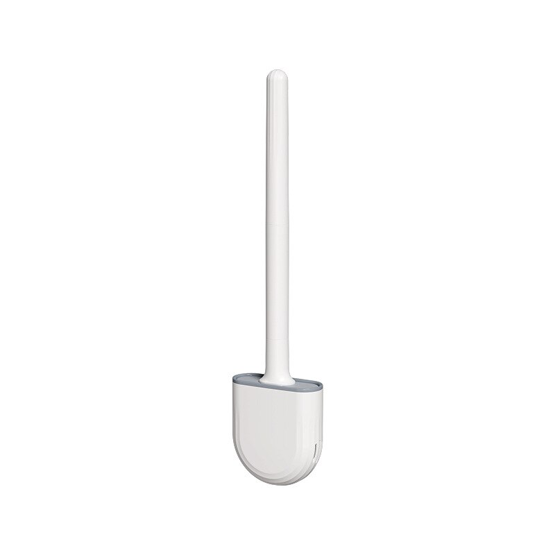 Silicone Toilet Brush for Bathroom ,Detachable Handle Toilet Bowl Brush and Holder Set Soft Bristles with Quick Drying Holder: White