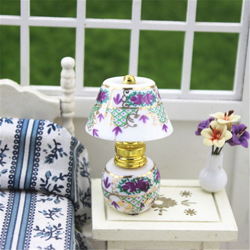 Mini keramisk lampe miniaturer dukkehus legetøj porcelæn miniature 1:12 bordlampe dukkehus 1:12 tilbehør: 05