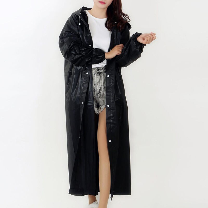 Chubasquero de EVA grueso de para mujer, impermeable portátil para exteriores, Poncho impermeable largo de mujer para viajar, acampar y hacer senderismo: 11