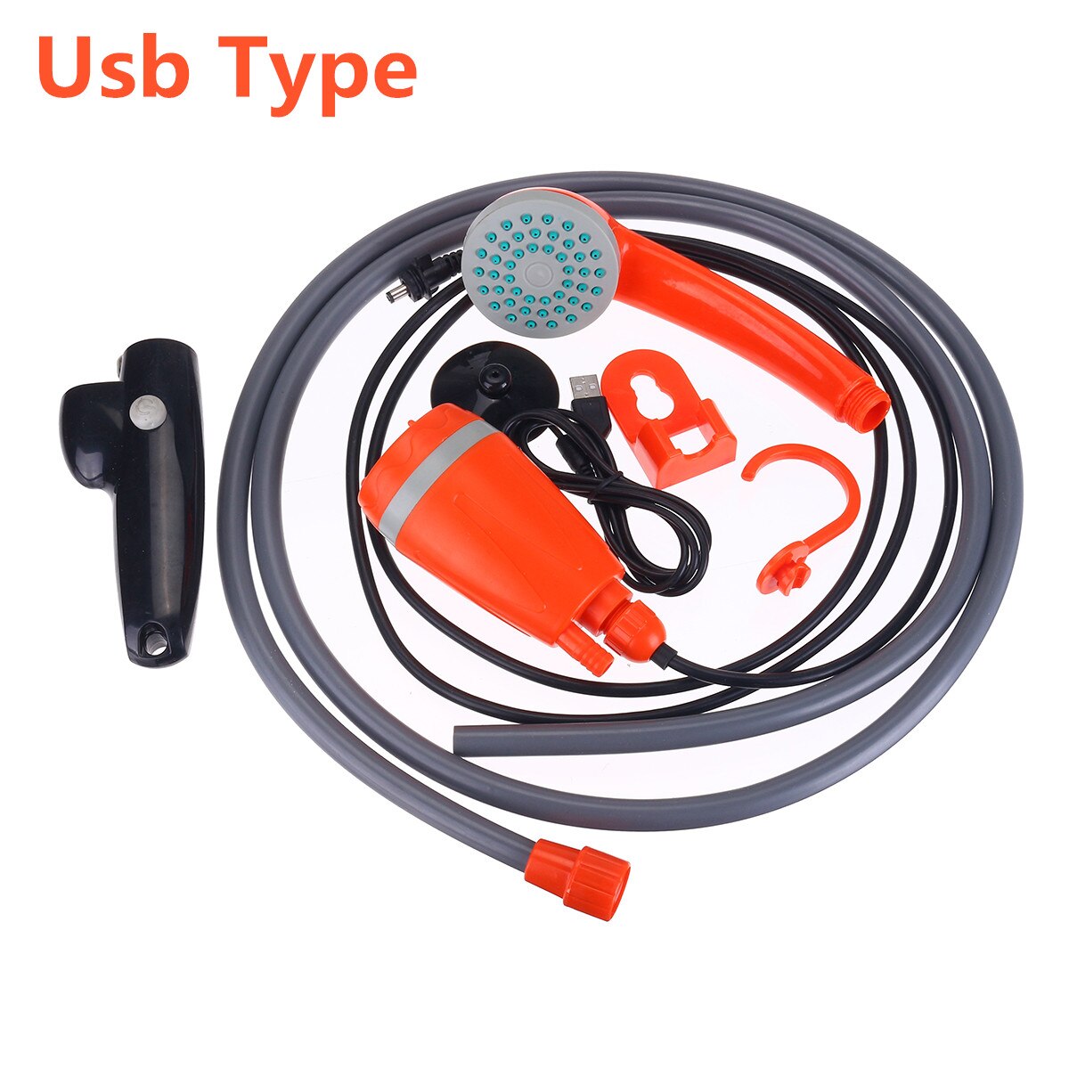 12V Shower Kit Portable Shower Pump Travel Camping Pet Dog Car Shower Washer Electric Pump Outdoor Hiking Kit Flower watering: orange