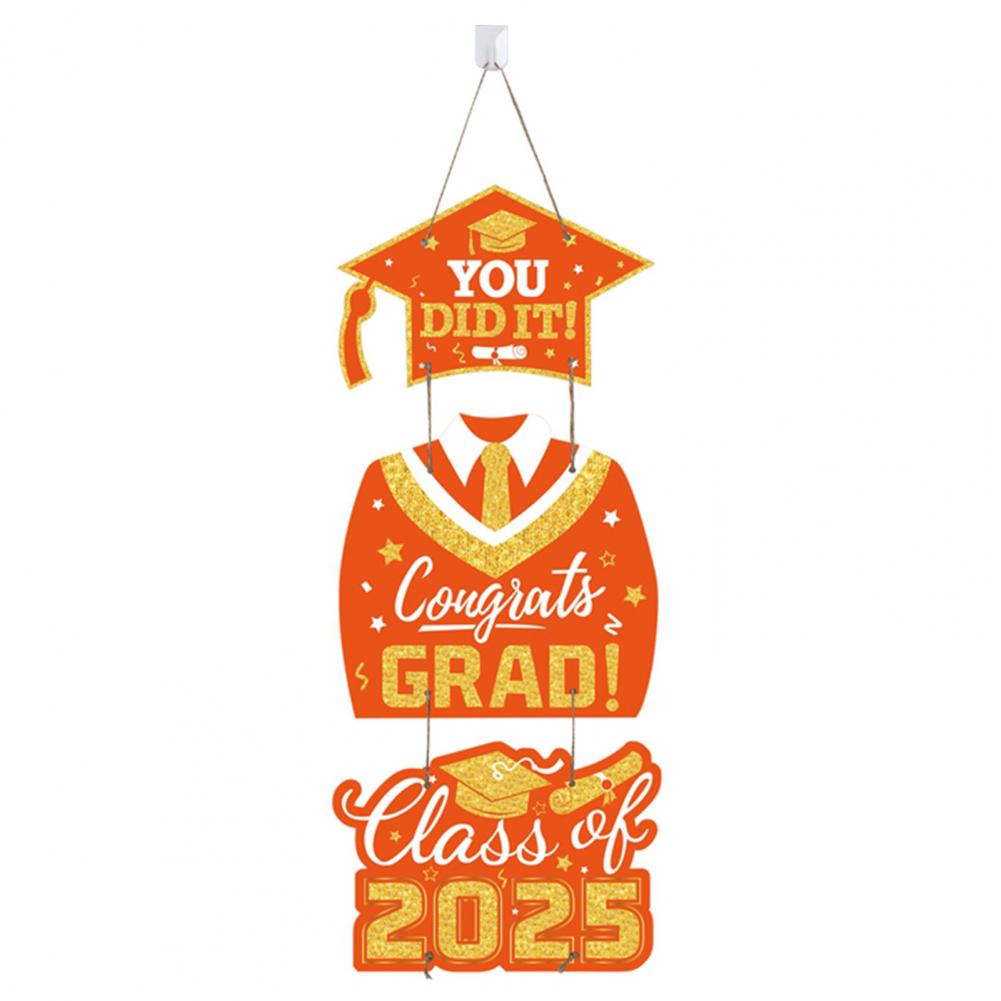 Graduation Party Decoration Class of Graduation Hanging Sign Paper Door Decorations Set for Graduation Party Congrats Grad: Orange