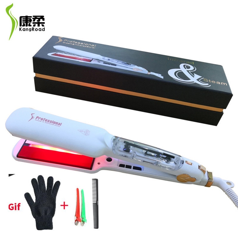 Steam Hair Straightener Ceramic Vapor Infrared Heating Flat Iron Steampod Salon 2 Inch Big Size Straighter Iron