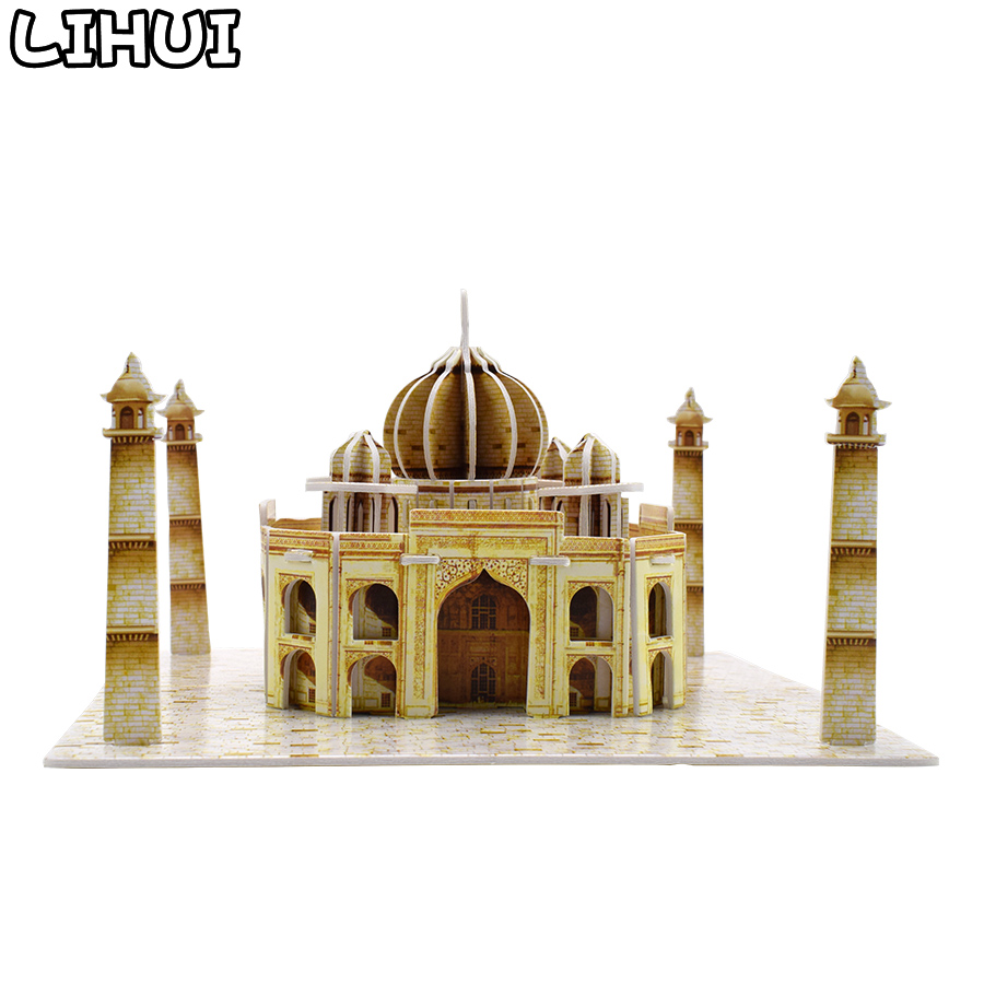 Indiase Taj Mahal 3D Puzzel Diy Assemblage Gebouw Model Speelgoed Voor Kinderen Reizen Souvenir Wereld Architectuur Jigsaw Speelgoed Kids