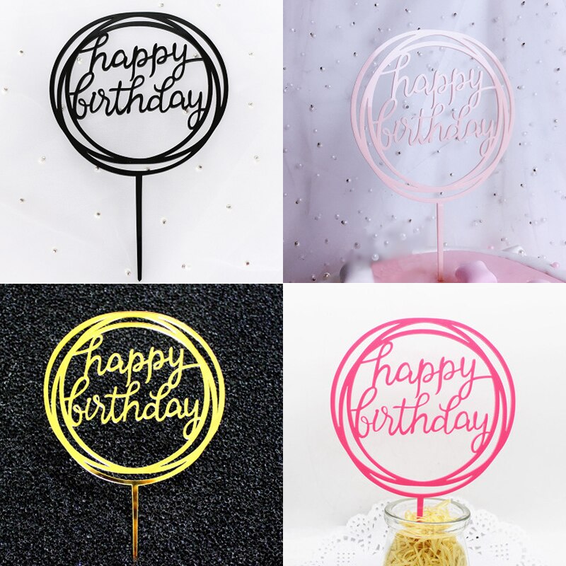 Glücklich Geburtstag Kuchen Topper Flagge Acryl Brief Gold Silber Kuchen Top Flagge Dekoration für Hochzeit Geburtstag Partei Liefert