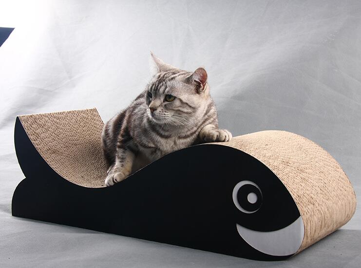 Medium Fish Shape Cat Scratcher Lounge Bed Fat Cat Bed Cardboard Paper Cat Toy Scratching Pad