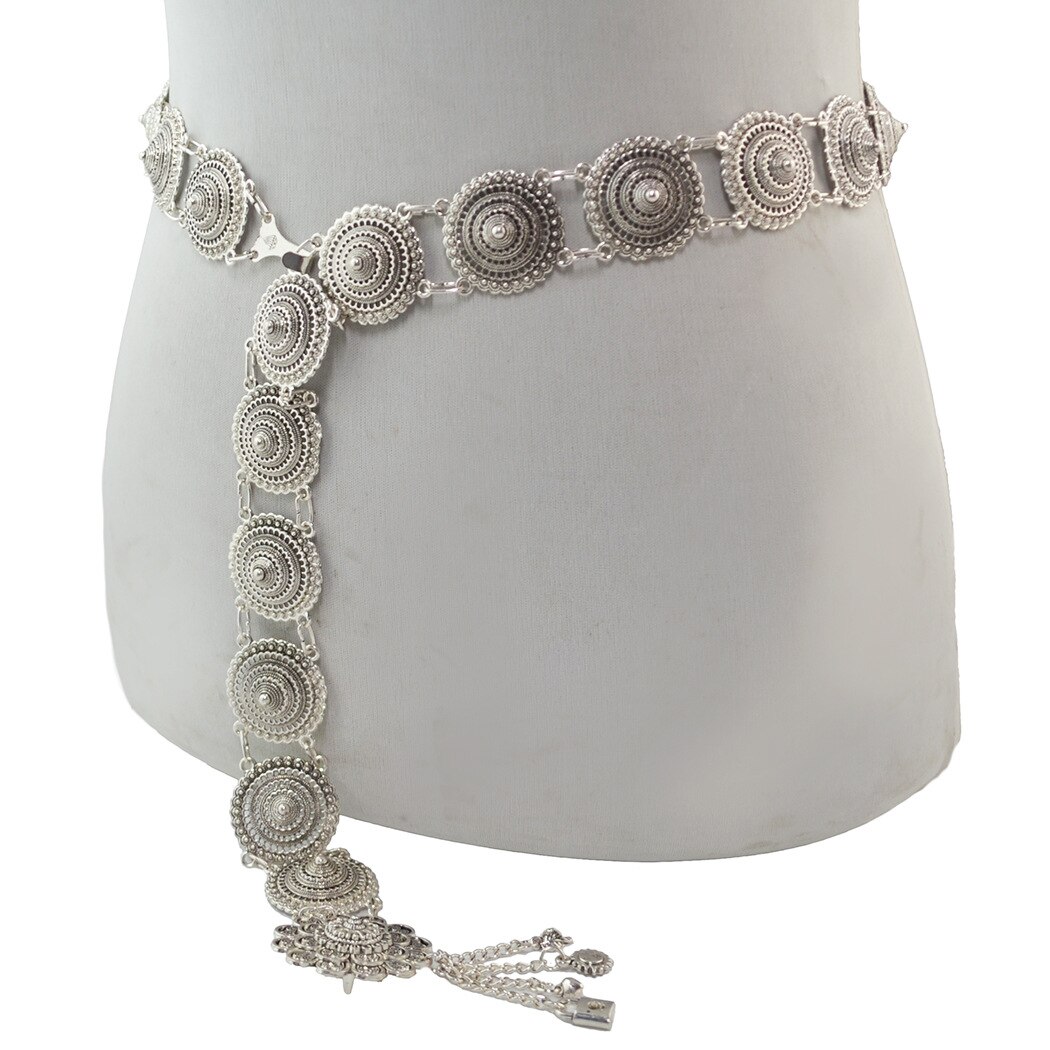 Cinturón Medieval de Metal con hebilla para mujer, accesorio de disfraz, faja tallada Retro Punk, decoración de cintura antigua para adulto