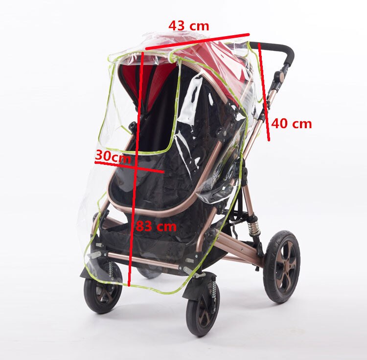 Waterproof rain cover for baby stroller accessories Transparent Windproof raincoat for baby cart Zipper opens Baby Carriages: big green
