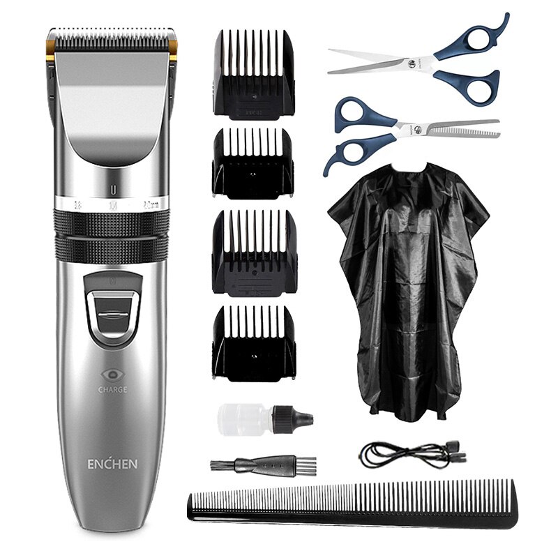 ENCHEN Men's Electric Hair Trimmer Kit Cordless Hair Cutter Machine USB Rechargeable Clipper Barber Haircut Machine: Gray Type B